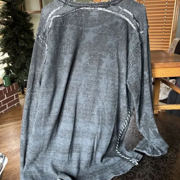 VINTAGE MENS AFFLICTION THERMAL LONGSLEEVE REVERSIBLE DISTRESSED FIGHTER XL/XXL - Picture 8 of 10